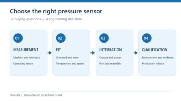 Four stages of industrial pressure sensor selection covering measurement fit integration and qualification